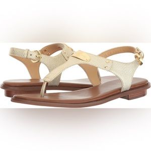 Michael Kors MK Plate Thong Sandal Gold Size 7
